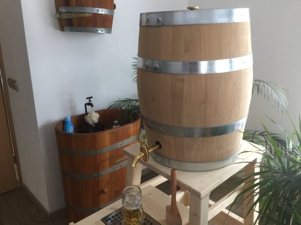 Bierfass, Holzkeg 50 Liter  mit VA Blase Keg aus Holz